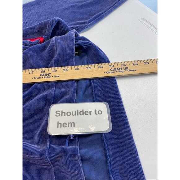 Free People Movement Sweatshirt Velour Cropped Oversized 1/2 zip boxy Blue sz LG - Picture 10 of 11